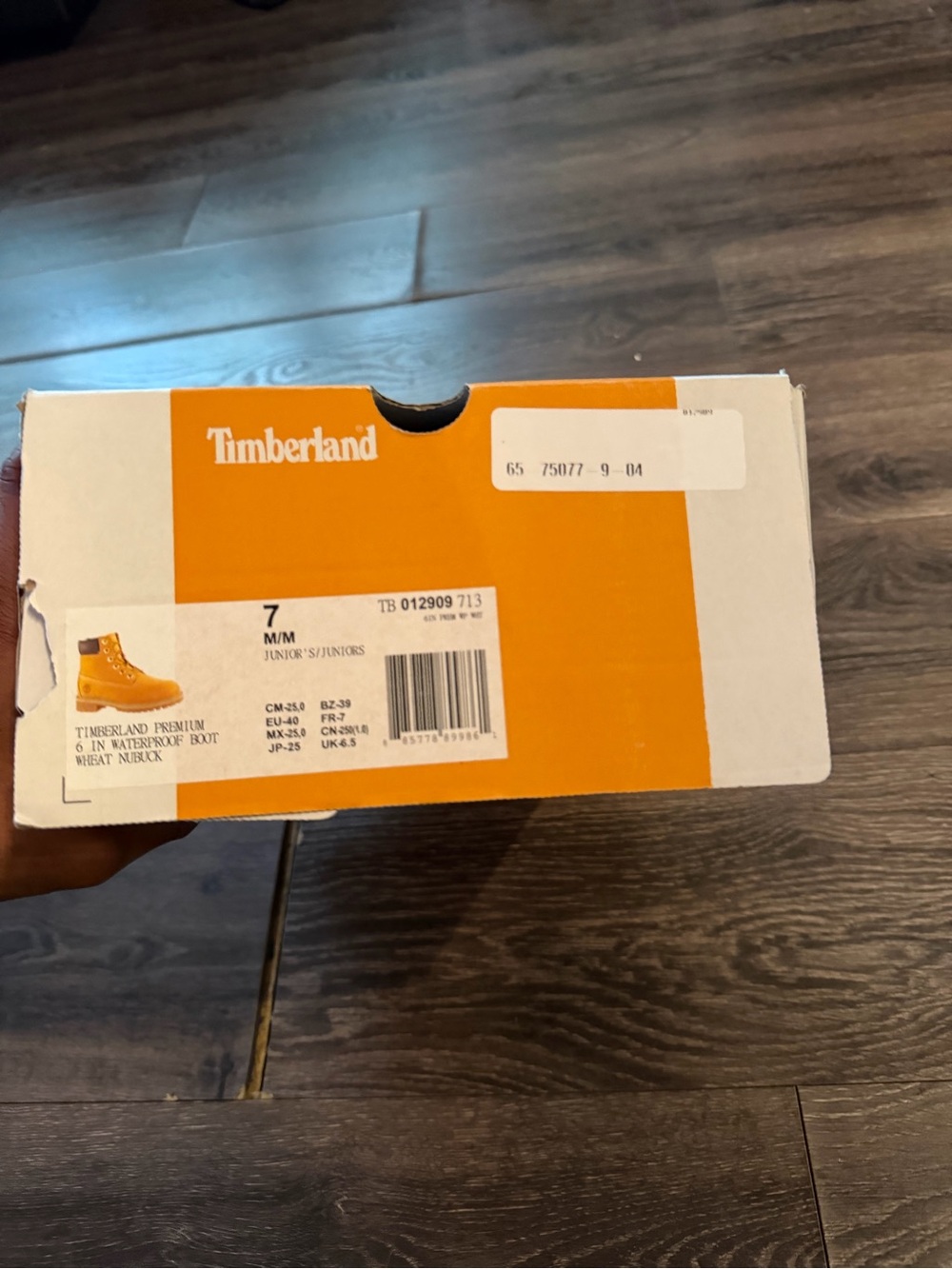 Timberland White and Orange Shoe Box with Logo